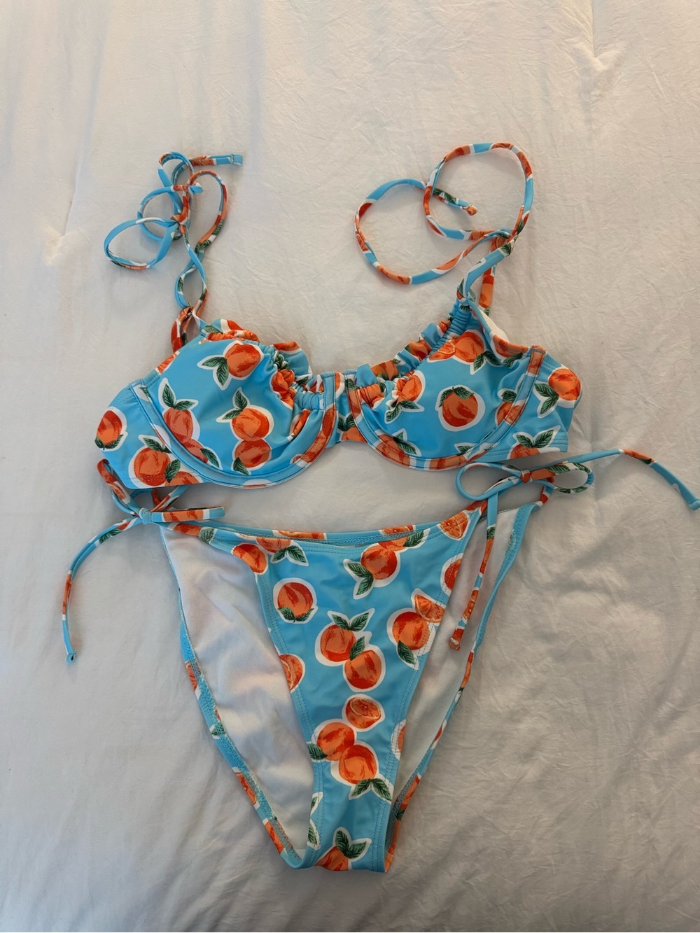 Target Blue Bikini Set with Peach Print